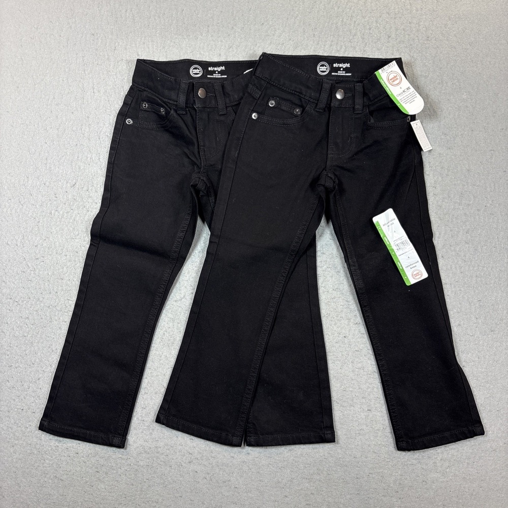 Wonder Nation Boys Black Straight Fit‎ Size 4 Pocket Pants Lot of 2 NWT